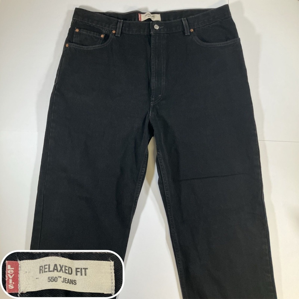 Vintage Levis 550‎ Relaxed Fit Jeans Men's 42X32 Black Baggy Preppy Loose Y2k